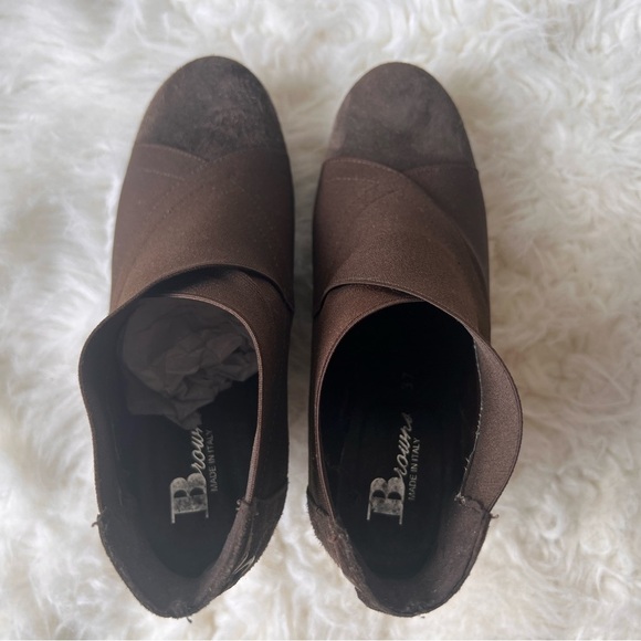 Browns Velour 175 Bis Marron Wedge Boots EU 37 - Picture 4 of 7